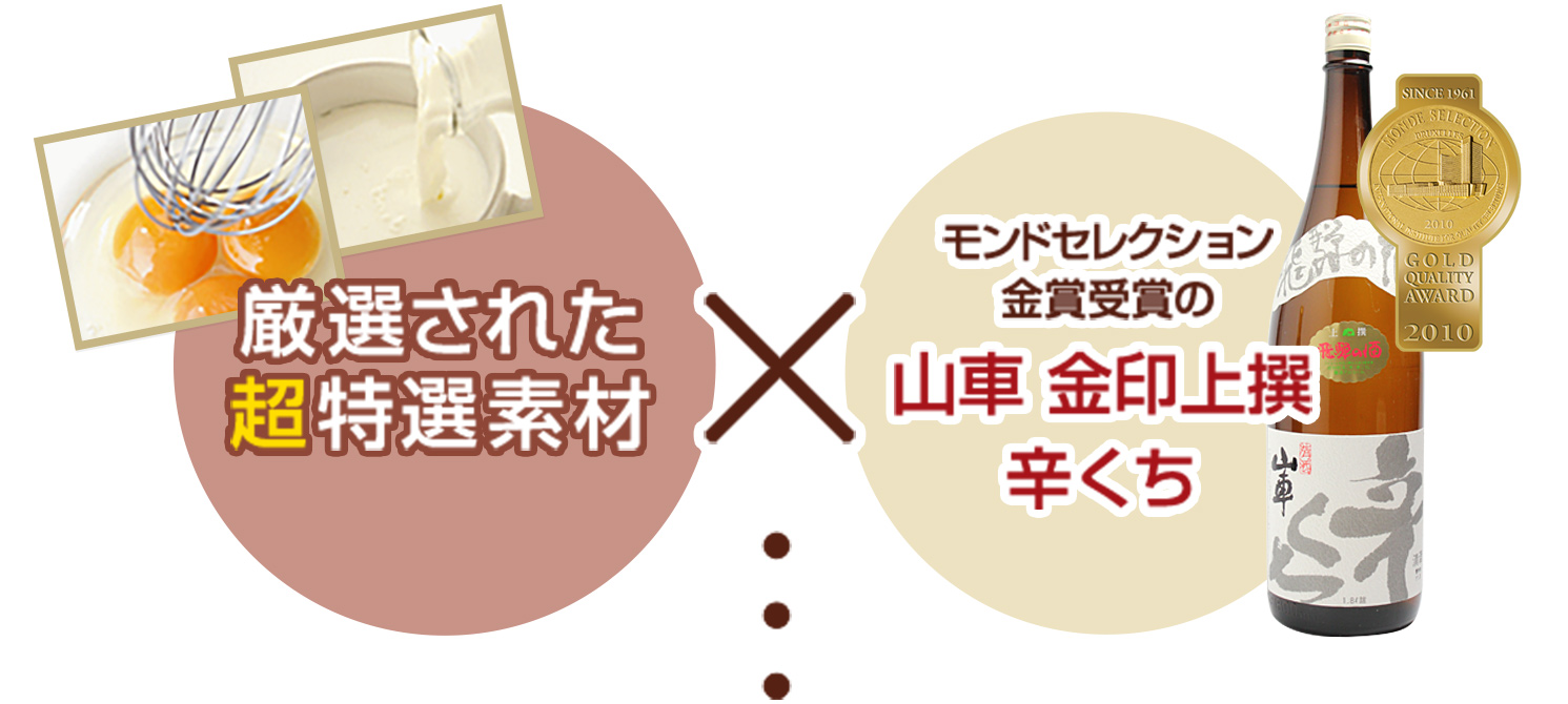 厳選された超特選素材とモンドセレクション金賞受賞の山車 金印上撰辛くちの融合